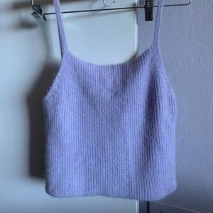 LAVENDER RABBIT FUR KNIT TANK TOP
